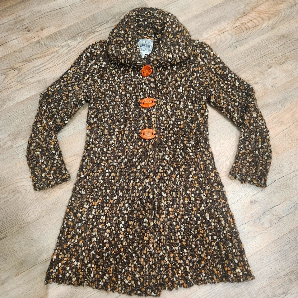 Anthropologie Curio Wool Blend Thick Knit Longline Cardigan Sweater Coat sz PP